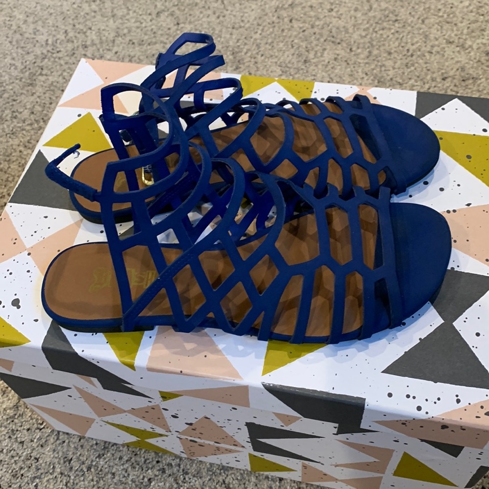 Blue Brash gladiator sandals. Size 7.